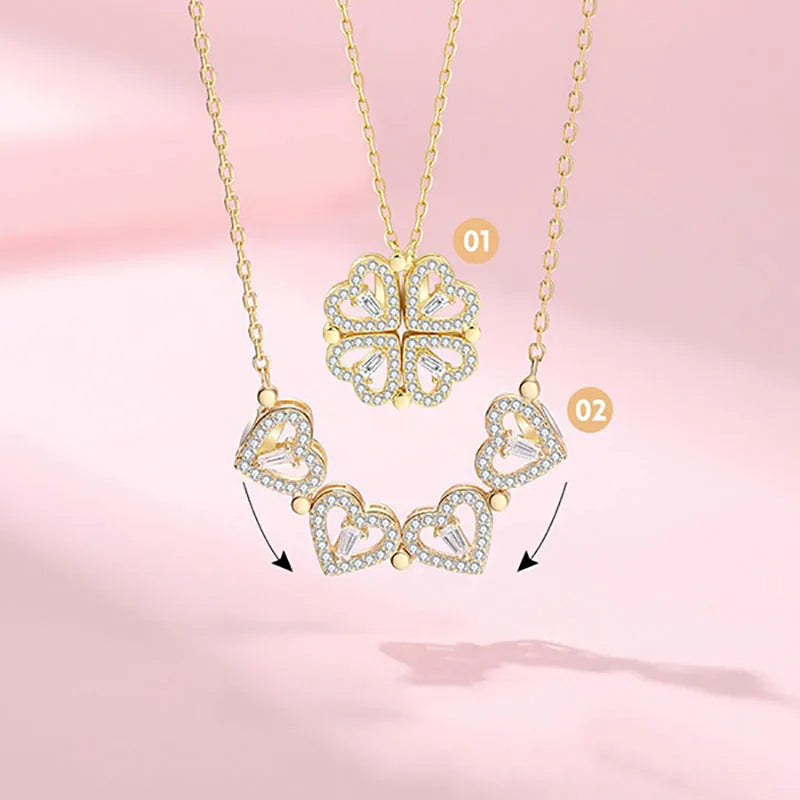 collar trébol de cuatro corazones