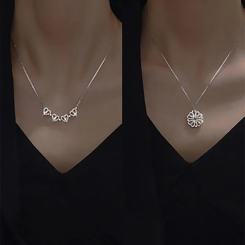 collar trébol de cuatro corazones